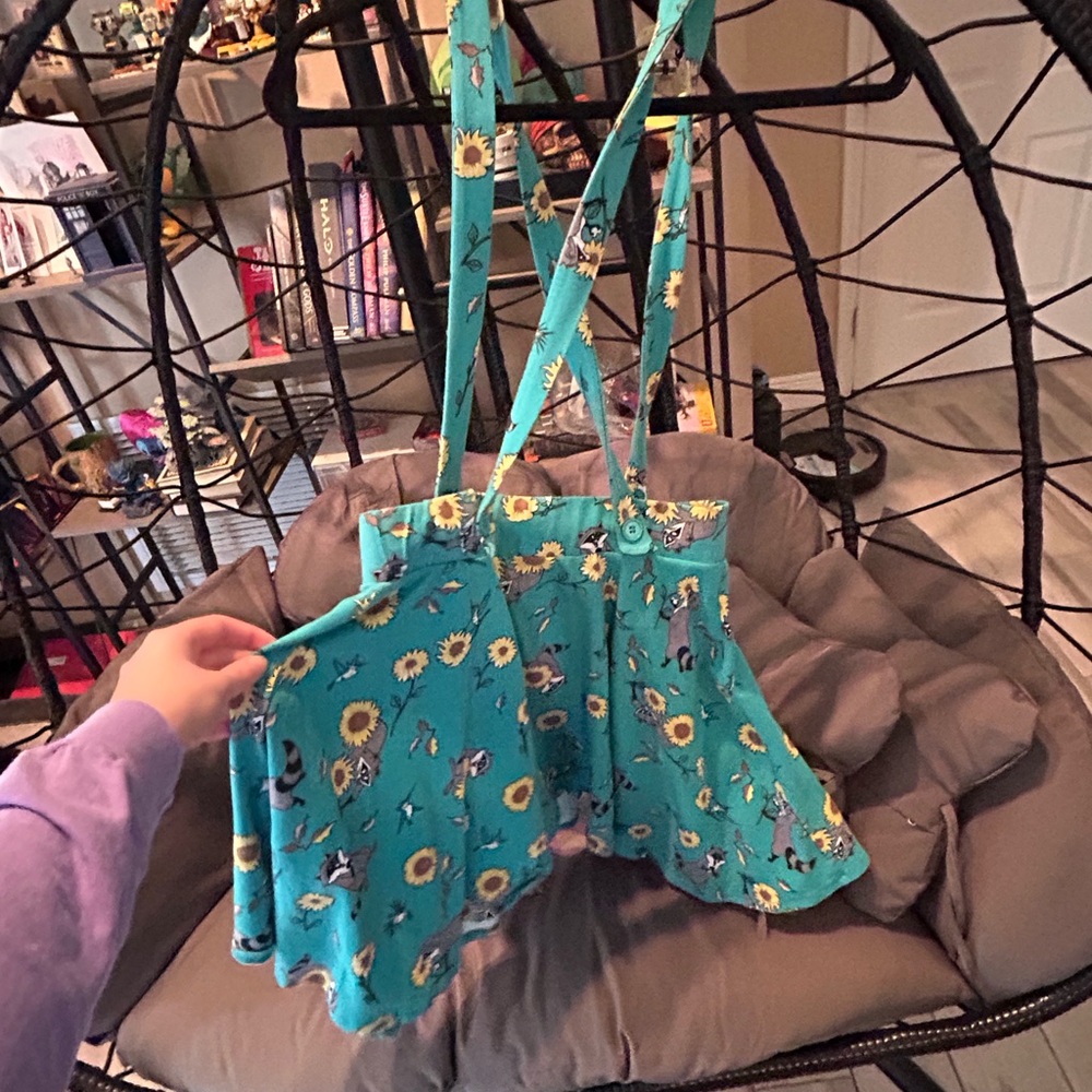 Pocahontas Floral Teal Skirt with Suspenders